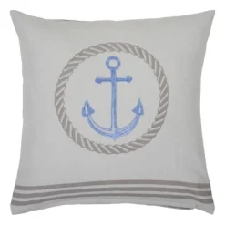 Pad Kissenhülle Mare hellgrau mit hellblauem Anker 45 x 45 cm