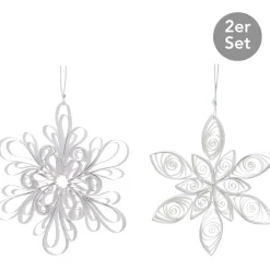 Papier Schneeflocken 2er-Set weiß