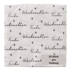 Papierservietten Frohe Weihnachten weiß