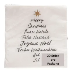 Papierservietten Merry Christmas weiß-schwarz