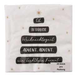 Papierservietten Oh du Fröhliche weiß