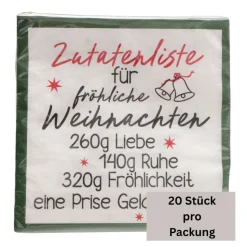 Papierservietten Zutatenliste grün