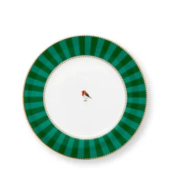 Pip Studio Frühstücksteller Love Birds Streifen grün 21 cm