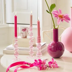 Pip Studio Kerzenhalter Glas gedreht rosa 22 cm