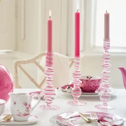 Pip Studio Kerzenhalter Glas gedreht rosa 22 cm
