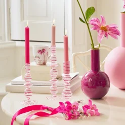 Pip Studio Kerzenhalter Glas gedreht rosa 20 cm