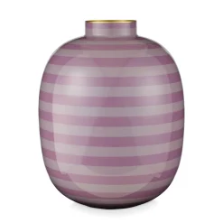 Pip Studio Metallvase lila Streifen 32 cm glänzend