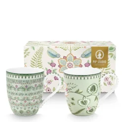 Pip Studio Tasse Lily & Lotus 2er-Set hellgrün XL