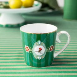 Pip Studio Tasse Love Birds Streifen grün groß