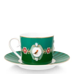 Pip Studio Tasse mit Unterteller Love Birds grün