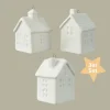 Porzellanhäuser 3er-Set weiß