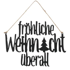 Schild Fröhliche Weihnacht überall schwarz