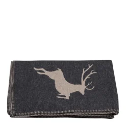 Skandi Baumwolldecke Hirsch Dunkelgrau