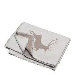 Skandi Baumwolldecke Hirsch Hellgrau