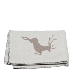 Skandi Baumwolldecke Hirsch Hellgrau