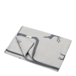 Skandi Flanelldecke Hirsche Hellgrau