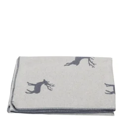 Skandi Flanelldecke Hirsche Hellgrau