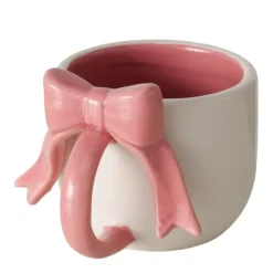 Tasse Schleife rosa-weiß