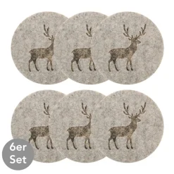 Untersetzer Hirsch 6er Set beige