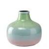 Vase Metall bauchig grün-blau-rosa 22 cm