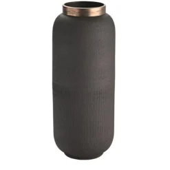 Vase Metall strukturiert schwarz 32 cm
