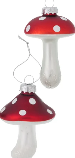 Weihnachtsanhänger Pilze 2er-Set rot matt