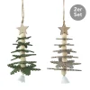 Weihnachtsbaum mit Stern zum Hängen 2er-Set