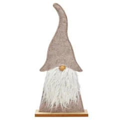 Weihnachtswichtel auf Holzsockel 56 cm beige