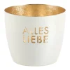 Windlicht Alles Liebe weiß-goldfarben mittel