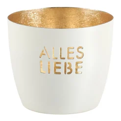 Windlicht Alles Liebe weiß-goldfarben mittel