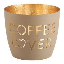Windlicht Coffee Lover sandstone-goldfarben mittel