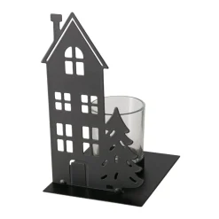 Windlicht Haus schwarz