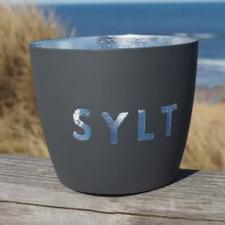 Windlicht im exklusiven Sylt Design Dunkelgrau Mittel