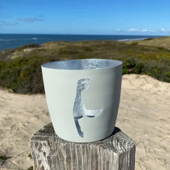 Windlicht im exklusiven Sylt Design Silhouette Weiß Groß