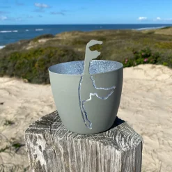 Windlicht im exklusiven Sylt Design Insel Hellgrau Mittel