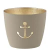 Windlicht Madras Anker sandstone-goldfarben mittel