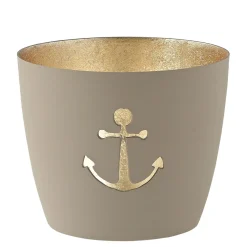 Windlicht Madras Anker sandstone-goldfarben mittel