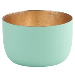 Windlicht Madras aqua-goldfarben klein