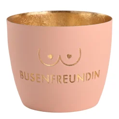 Windlicht Madras Busenfreundin pastellrosa-goldfarben mittel