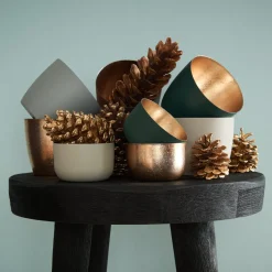 Windlicht Madras coolgrey-goldfarben mittel