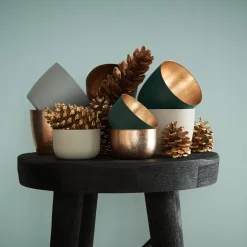 Windlicht Madras dark olive-goldfarben klein