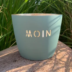 Windlicht Madras Moin puderblau-goldfarben mittel