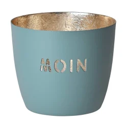 Windlicht Madras Moin puderblau-goldfarben mittel