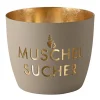 Windlicht Madras Muschelsucher sandstein-goldfarben mittel