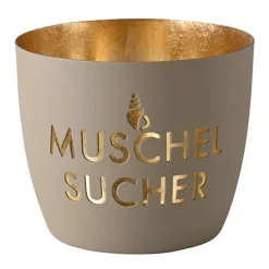 Windlicht Madras Muschelsucher sandstein-goldfarben mittel