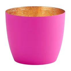 Windlicht Madras neonpink-goldfarben mittel