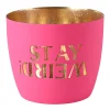 Windlicht Madras Stay weird! Neon-pink-goldfarben mittel