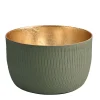 Windlicht Madras strukturiert olive-goldfarben klein