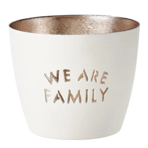 Windlicht Madras We are family weiß-goldfarben mittel