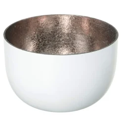 Windlicht Madras weiß-roségoldfarben klein